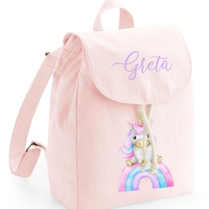 Personalized Pink Backpack for Girls with Name – Rainbow Unicorn Kindergarten Backpack – Kids&#39; Birthday Gift