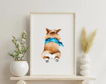 Corgi Watercolor Poster | Cute Dog Illustration (Instant Download)