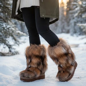 Luxe met nepbont gevoerde pluche gezellige sneeuw, winterenkellaarzen voor dames,