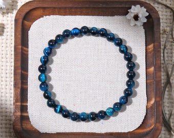 Bracelet extensible en œil de tigre bleu, bijou spirituel en cristal pour la protection et l'ancrage, cadeau unisexe pour tous les jours