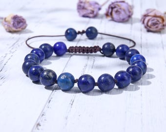 Bracelet en lapis-lazuli noué, pierre de guérison, cadeau spirituel pour les amateurs de méditation