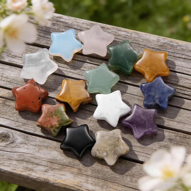 Hand Carved Mini Crystal Star,Healing Crystal Decor,Energy Crystal Stone,Pocket Stones,Gifts Jewelry Bulk image 3