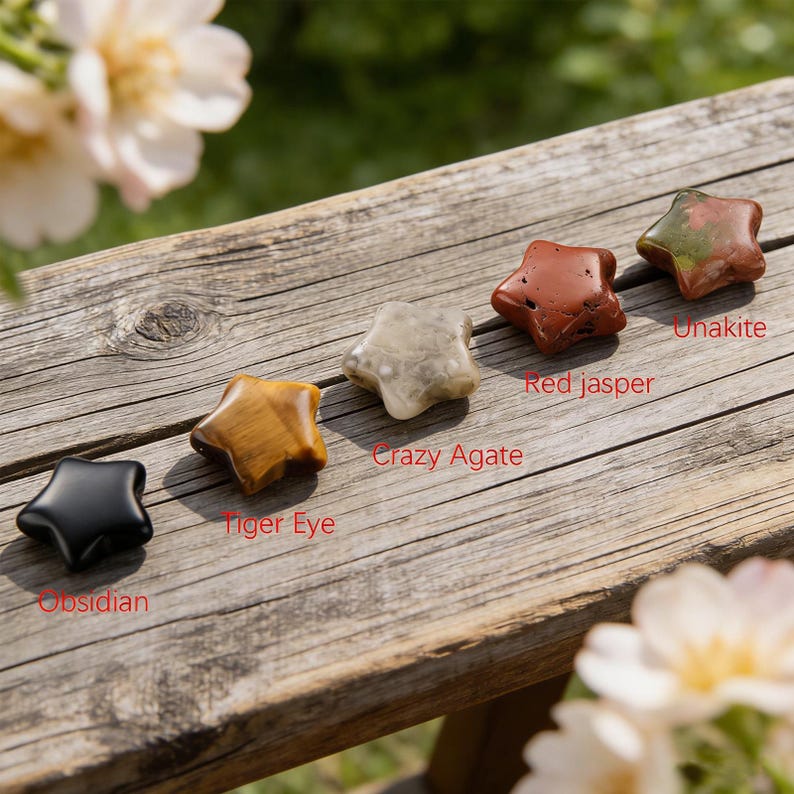 Hand Carved Mini Crystal Star,Healing Crystal Decor,Energy Crystal Stone,Pocket Stones,Gifts Jewelry Bulk image 8