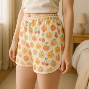 Cute Fruit Print Women&#39;s Relaxed Shorts, Cozy Loungewear, Summer Shorts, Vacation Outfit, Cute Gifts for Her