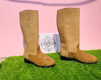 Handcrafted Military Long Boots – Suede Leather Riding Boots with Hobnail Sole