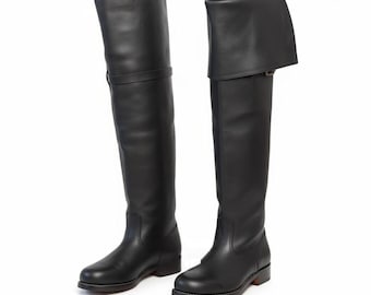 Handmade Cavalier Boots | 17th Century Leather Historical Footwear