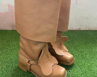 Handmade Musketeer Boots – Renaissance High Leather Boots for Cosplay & Reenactment