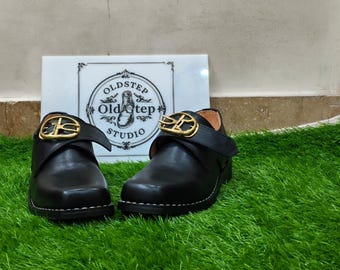 Handcrafted 18th Century Leather Shoes – Napoleon Buckle Historical Reenactment & LARP Footwear