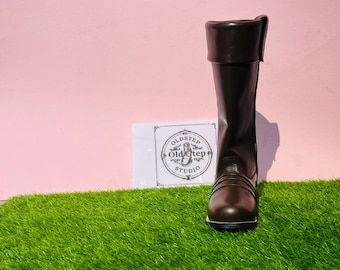 Handcrafted Dark Brown Leather Riding Boots – Knee-High Medieval Boots for Men