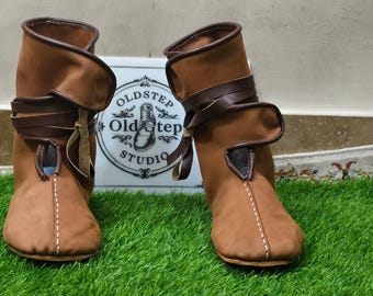 Handcrafted Haithabu Leather Shoes – Authentic Viking Medieval Renaissance Reenactment LARP & Cosplay Footwear