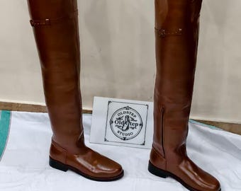 Authentic Handcrafted Musketeer Boots – 17th Century Leather Over-Knee Historical Costume Boots