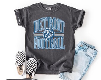 Vintage Detroit Football Shirt Retro Michigan Youth Tee Classic Lions Sports Top Game Day Fan Outfit Kids Apparel