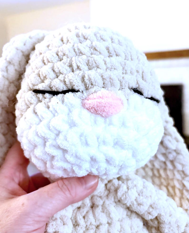 Crochet Beige Bunny Snuggler: Floppy Ears Handmade Amigurumi Toy ...