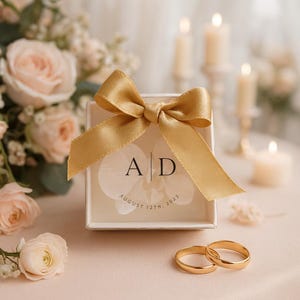 Elegant Gold Bow Wedding Favors – Personalized Gift Box for Guests, Bridal Shower, Baby Shower, Engagement Party Keepsake