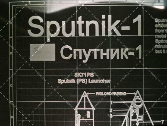 SPUTNIK-1 (Спутник-1) Laser Engraved on Black Anodized Aluminum