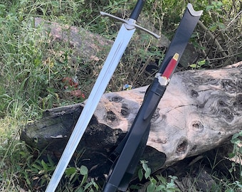 Handforged Viking Sword with Scabbard: Carbon Steel Replica, Wall Hanging
