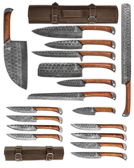 Steak knives - Handmade Damascus steel Kitchen Knives Set, Steak Knife Set/Christmas Gifts, Gift for mom, Boyfriend & Anniverssary  Gift