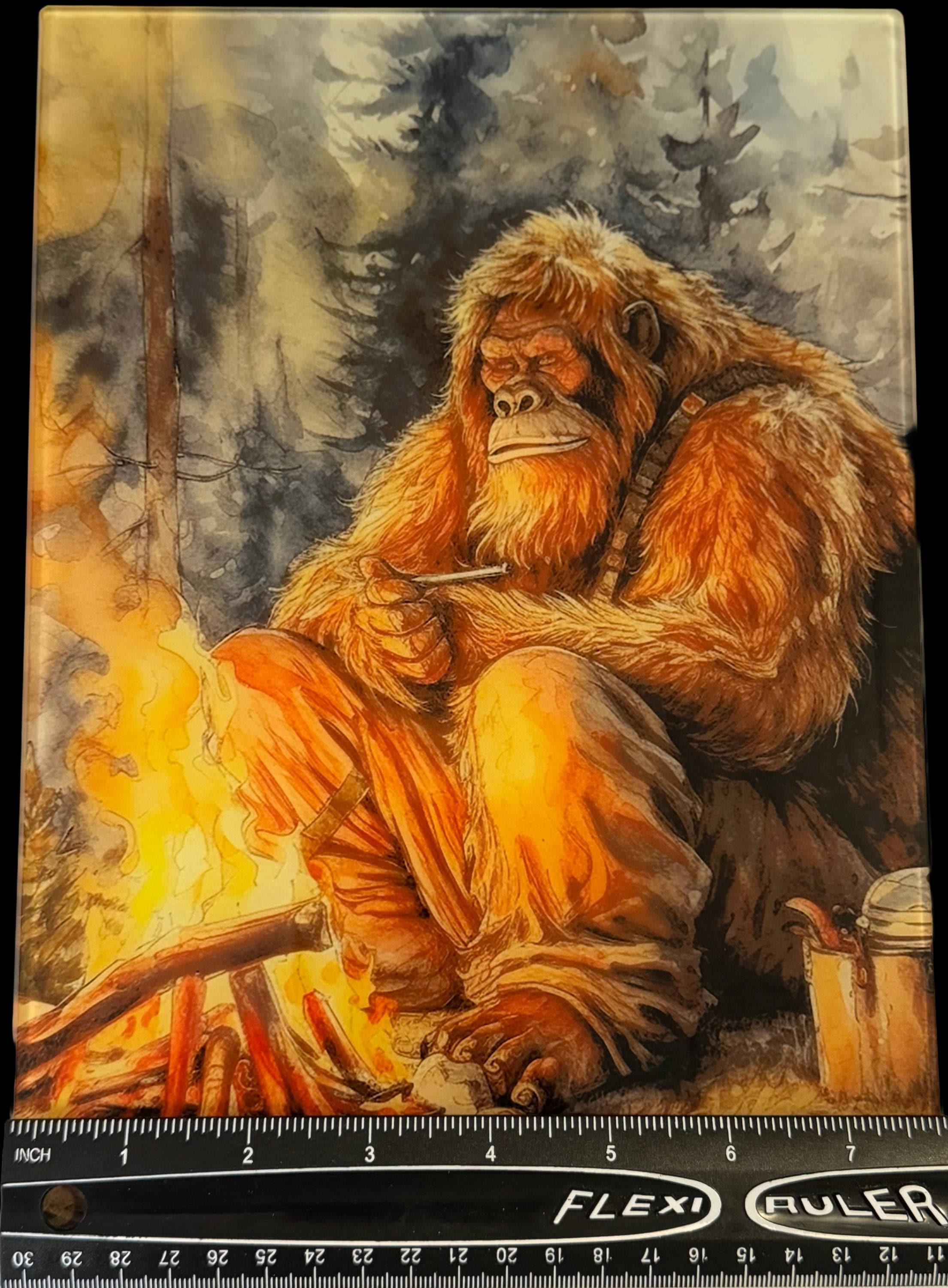 Bigfoot by the Campfire Glass Cutting Board - Etsy