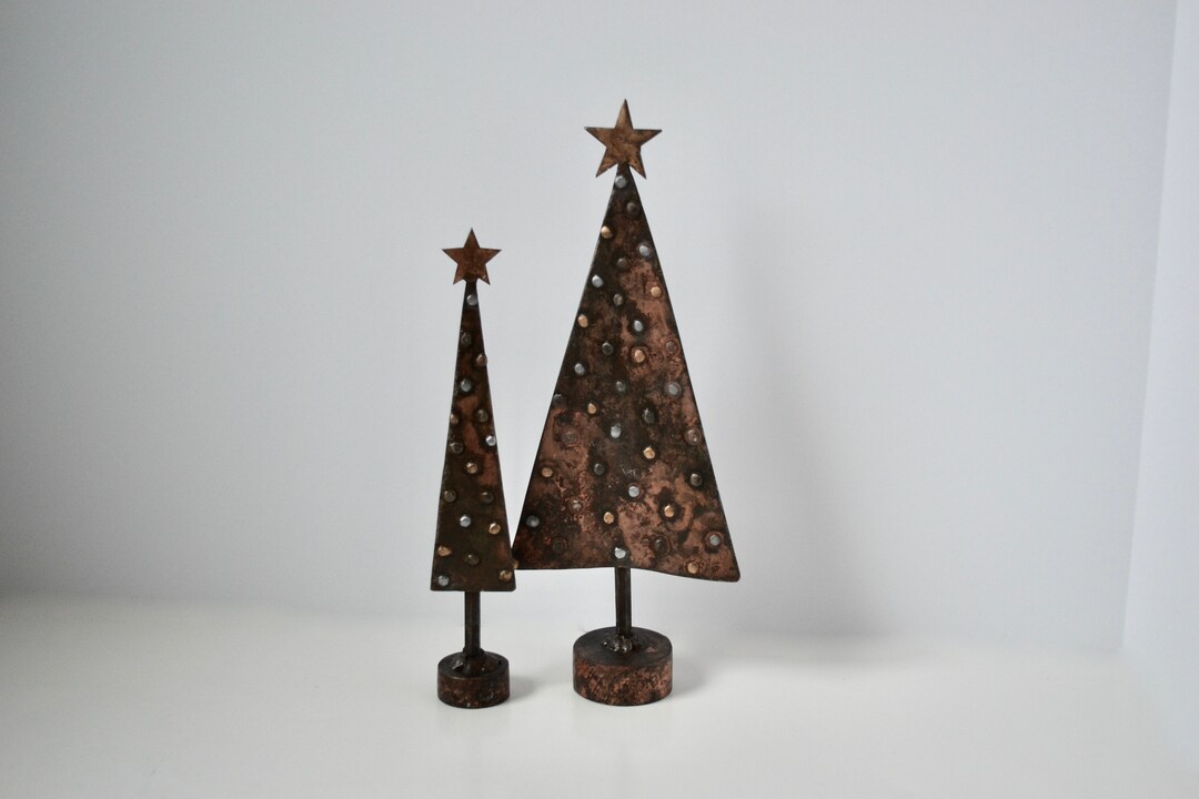 Small Metal Christmas Trees Rustic Metal Christmas Trees Etsy