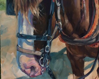 Retrato personalizado de mascotas, pintura al óleo de caballos, monumento a mascotas, arte original, pintura de foto, pintado a mano, personalizado, arte de perros