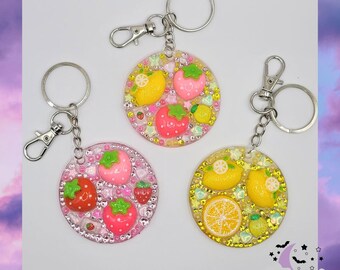 Cute Kawaii Fruit Charm Keychains/Bag and Purse Charms – Strawberry & Lemon