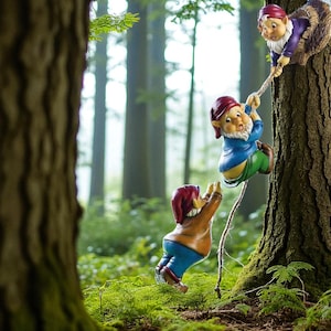 Funny Hanging Gnome Tree Hugger, Dwarf Garden Decor for Outdoors, Mini Yard Statue Ornament for Spring Summer, Father&#39;s Day Gift