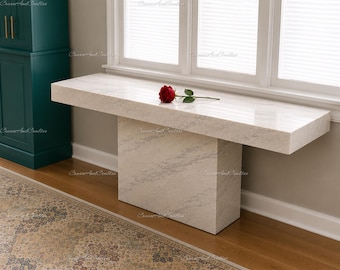 Carrara Calacatta Marble Console Table, Modern Stone Hallway Entryway Table