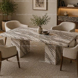 Mesa de comedor de mármol Calacatta Viola, mesa de cocina rectangular de piedra, tablero de mesa de mármol natural de lujo, tablero de mesa de pedestal moderno