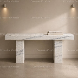 Calacatta Marble Console Table – Luxury Stone Entryway Table – Modern Carrara Marble Sofa Table – Minimalist Hallway Furniture Console Table