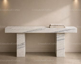 Consolle in marmo di Calacatta – Lussuoso tavolino d'ingresso in pietra – Tavolino da divano moderno in marmo di Carrara – Consolle minimalista per corridoio