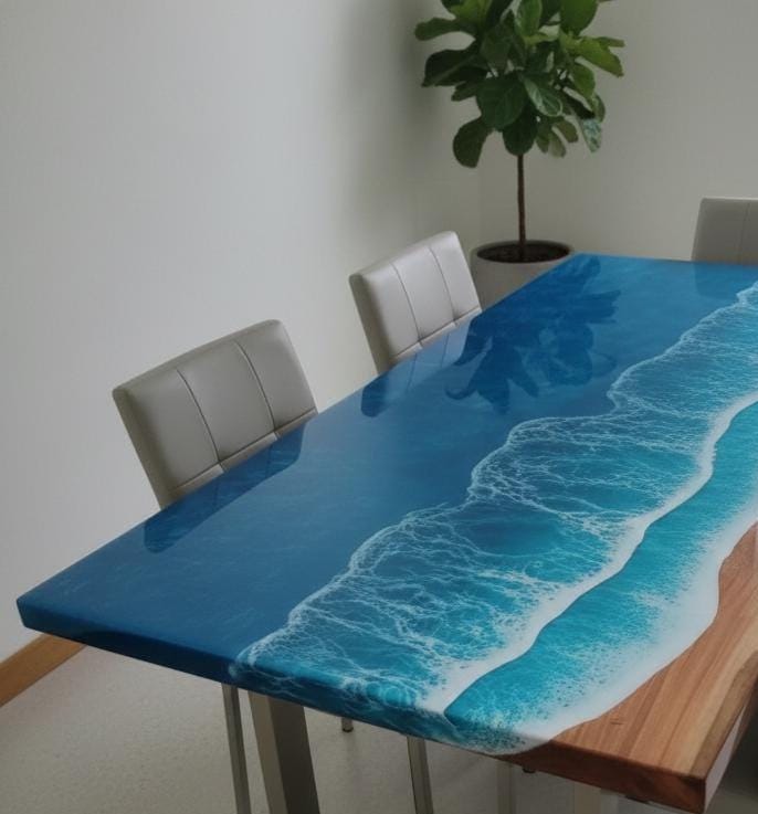 オーシャンアート　カフェテーブル こんにちは、浦和コルソ店です🍀 テーブルいっぱいに広がるオーシャン