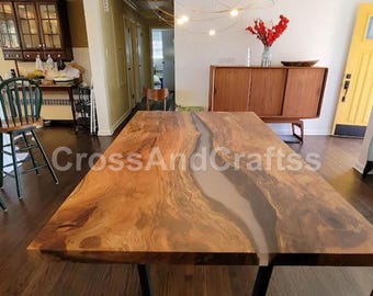 Handmade Epoxy Resin River Dining Table Top – Live Edge Wood Table, Custom Epoxy Luxury Furniture, Modern Rustic Tabletop, epoxy table top