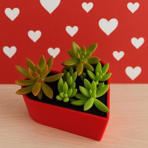 Hartvormige vetplant: 3D-geprint bureaudecor, milieuvriendelijk PLA