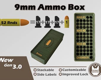 Ammo Box 9mm 52 Round for three 17 Round Mags + 1