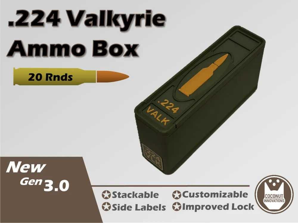 224 Valkyrie Ammo Can Decal – 3.5″ White Vinyl Sticker, Die Cut, UV & Water Resistant