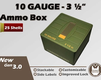 Ammo Storage Box - 10 Gauge Shotgun - 25 Shells