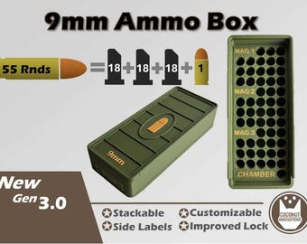 Ammo Box 9mm 55 Round for three 18 Round Mags + 1