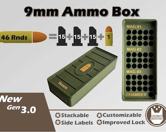 Ammo Box 9mm 46 Round for three 15 Round Mags + 1