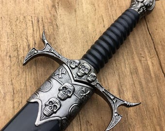 Father's Day Gift for Dad, Fantasy Skull Dagger with Sheath, Medieval Collector Display Piece, Unique Gift for Him