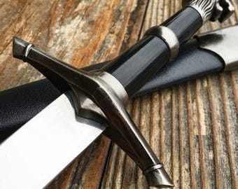 15.5"Father's Day Gift for Dad, Knight Style Fantasy Dagger with Sheath, Collector Gift for Him, Medieval Display Piece