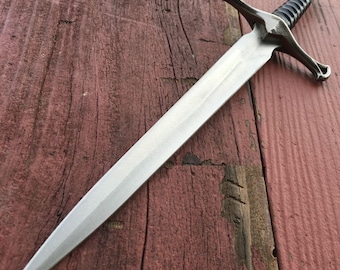 13.5" Birthday Gift for Him, Fantasy Knight Dagger with Sheath, Medieval Inspired Display Piece, Collector Decor