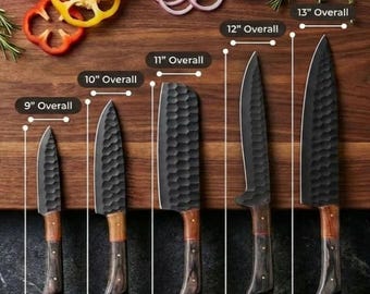 Father's Day Gift for Dad, Hand Forged Chef Knife Set, 5 Piece Kitchen Collection, Unique Gift for Him