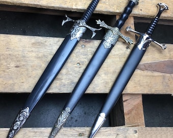13.5" Birthday Gift for Him, 3 Piece Fantasy Dagger Collection, Medieval Inspired Display Set, Collector Decor