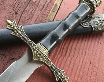 13.5" Father's Day Gift for Dad, Medieval Style Dagger with Decorative Sheath, Fantasy Collector Gift for Him, Unique Display Piece