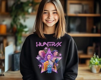 Kpop Demon Hunter Sweatshirt, Huntrix Youth Shirt, Huntrix Fan Hoodie, Kpop Kids Shirt, Saja Girls Fan Sweatshirt, Demon Hunters Shirt