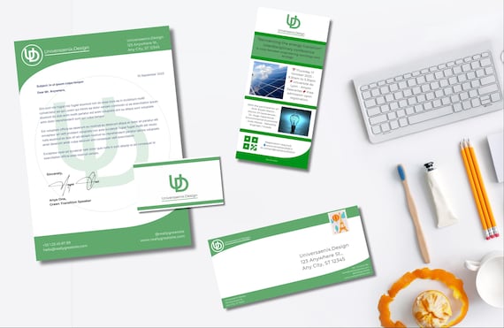 Printer Pack Business Templates - Printable Office Set - Business Card, Flyer, Letterhead & Envelope - PowerPoint (.PPTX)