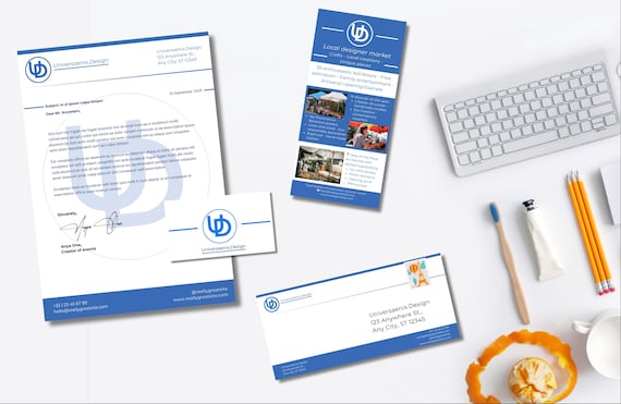 Printer Pack Business Templates - Printable Office Set - Business Card, Flyer, Letterhead & Envelope - PowerPoint (.PPTX)