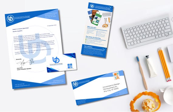 Printer Pack Business Templates - Printable Office Set - Business Card, Flyer, Letterhead & Envelope - PowerPoint (.PPTX)