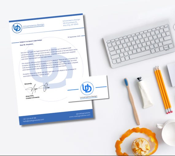 Business Starter Kit – Business Card, Letterhead & Email Signature | Editable PowerPoint Templates | Instant Download
