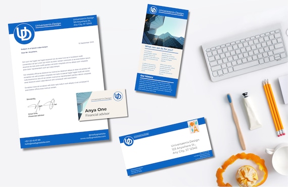 Printer Pack Business Templates - Printable Office Set - Business Card, Flyer, Letterhead & Envelope - PowerPoint (.PPTX)